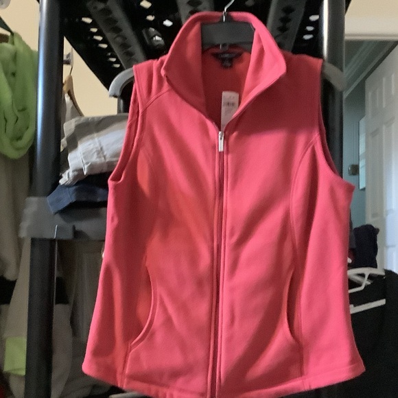 Lands' End Women's Bright Pink Fleece Vest, Small - Picture 1 of 9